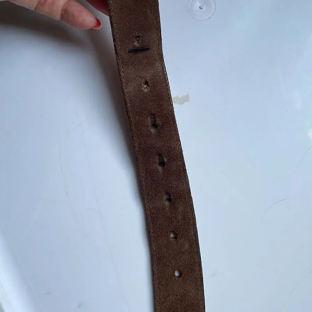Vintage Fossil brown leather “patches” belt‎